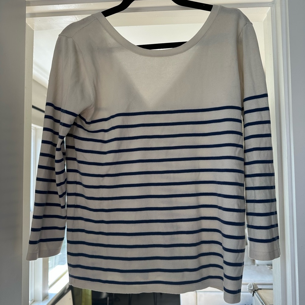 Amour Vert Striped Long Sleeve silk cotton sweater- L